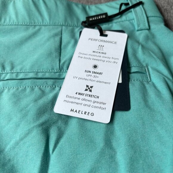 10'' Inseam Stretch Waist Lightweight Striped Flat Front Quick Dry Hybrid - Picture 2 of 8